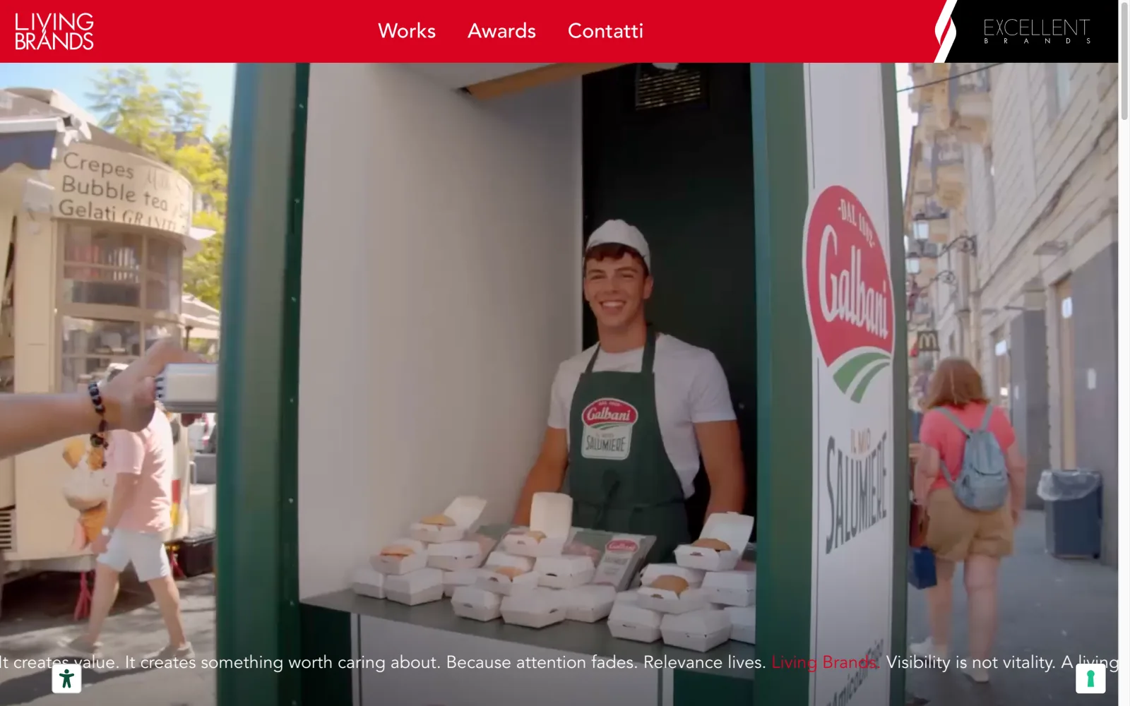 Homepage del sito di Living Brands, agenzia di marketing