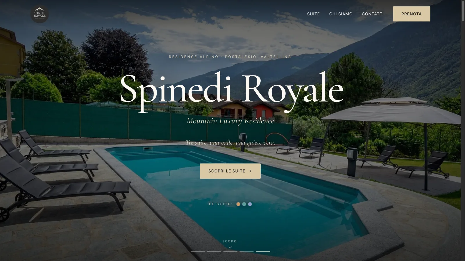Sito vetrina del residence di lusso Spinedi Royale a Postalesio, Valtellina
